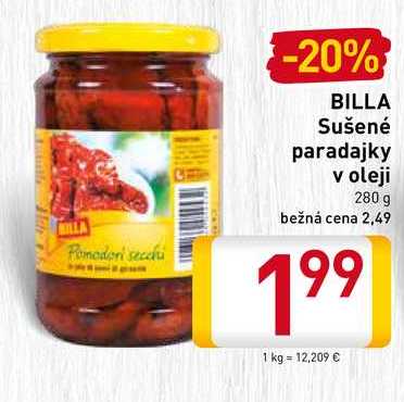 BILLA Sušené paradajky v oleji 280 g