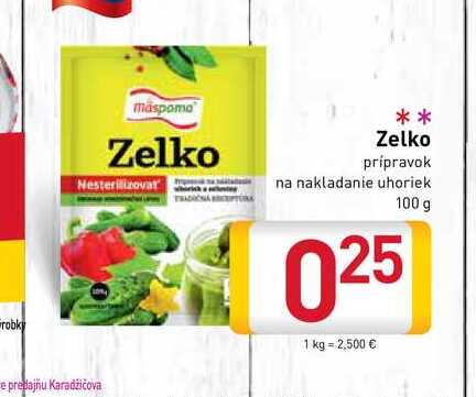  Zelko pripravok na nakladanie uhoriek 100 g 