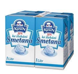 Kunín Smotana na šľahanie UHT živoč. 31% 4x1 l