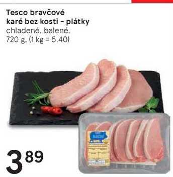 Tesco bravčové karé bez kosti - plátky, 720 g