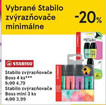 Stabilo zvýrazňovače Boss, 4 ks